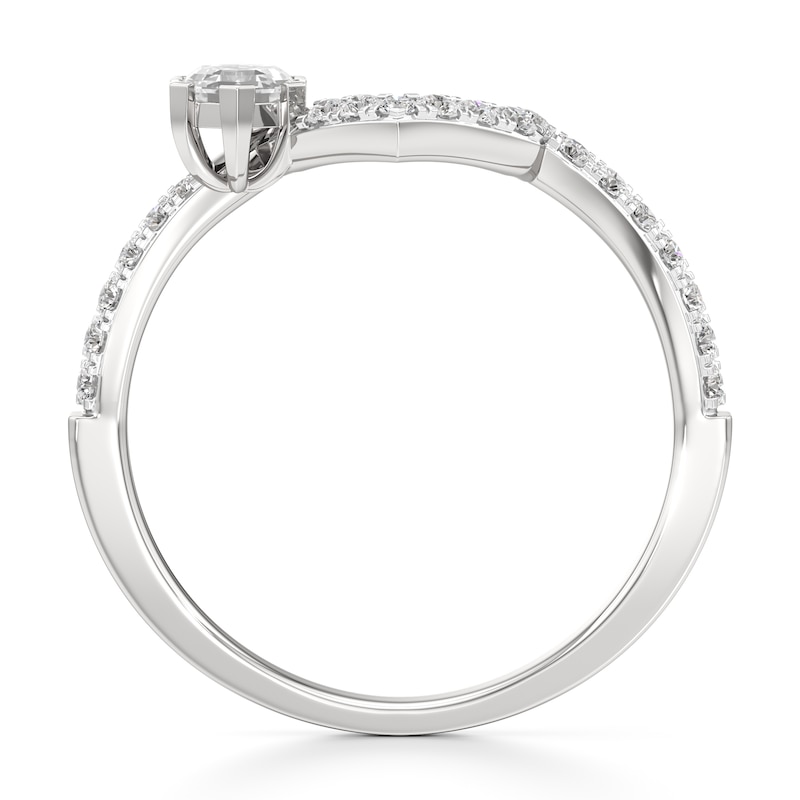 Main Image 2 of J'Lure Hexagon Step-Cut Lab-Grown Diamond Contour Wedding Band 3/8 ct tw 18K White Gold