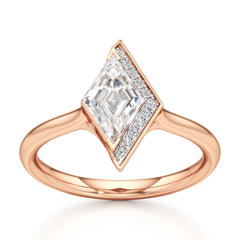 Main Image 1 of J'Lure Lozenge Step-Cut Lab-Created Diamond Half-Halo Engagement Ring 1 ct tw 18K Rose Gold