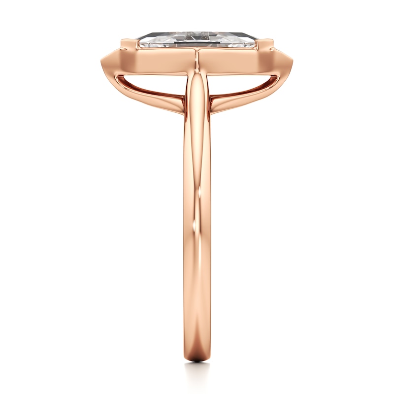 Main Image 3 of J'Lure Lozenge Step-Cut Lab-Created Diamond Half-Halo Engagement Ring 1 ct tw 18K Rose Gold