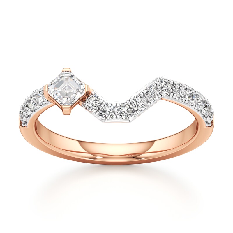 Main Image 1 of J'Lure Square-Emerald Step-Cut Lab-Grown Diamond Contour Wedding Band 5/8 ct tw 18K Rose Gold