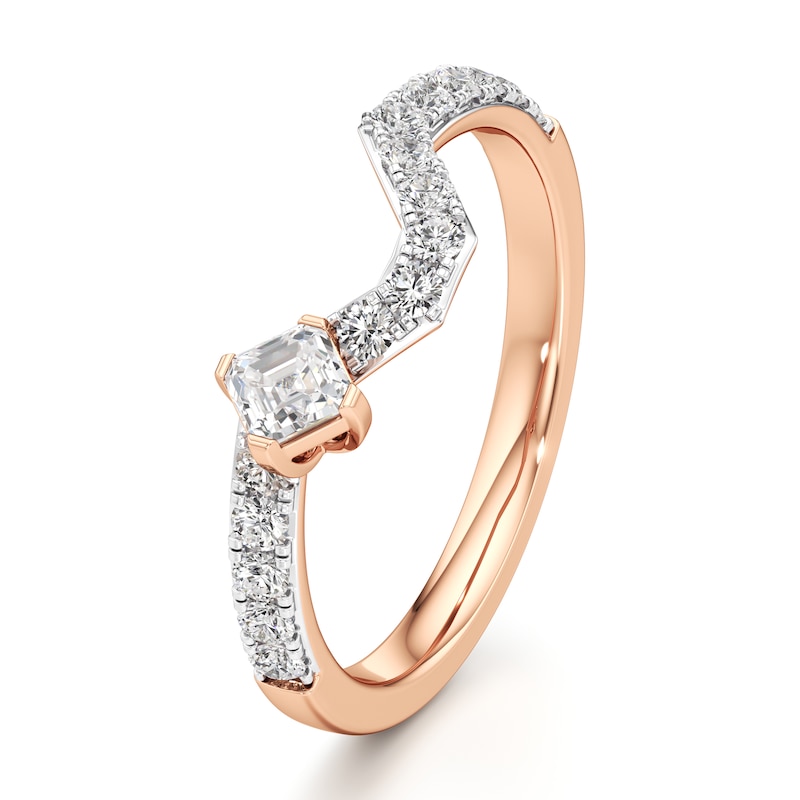 Main Image 4 of J'Lure Square-Emerald Step-Cut Lab-Grown Diamond Contour Wedding Band 5/8 ct tw 18K Rose Gold