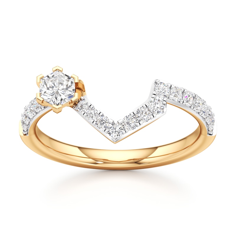 Main Image 1 of J'Lure Hexagon Brilliant-Cut Lab-Grown Diamond Contour Wedding Band 1/2 ct tw 18K Yellow Gold