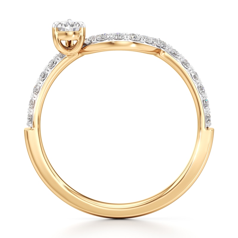 Main Image 2 of J'Lure Pear Step-Cut Lab-Grown Diamond Contour Wedding Band 1/2 ct tw 18K Yellow Gold