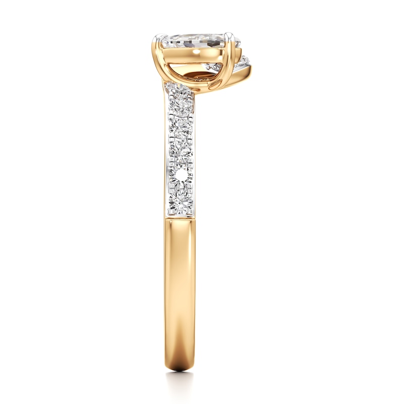 Main Image 3 of J'Lure Pear Step-Cut Lab-Grown Diamond Contour Wedding Band 1/2 ct tw 18K Yellow Gold