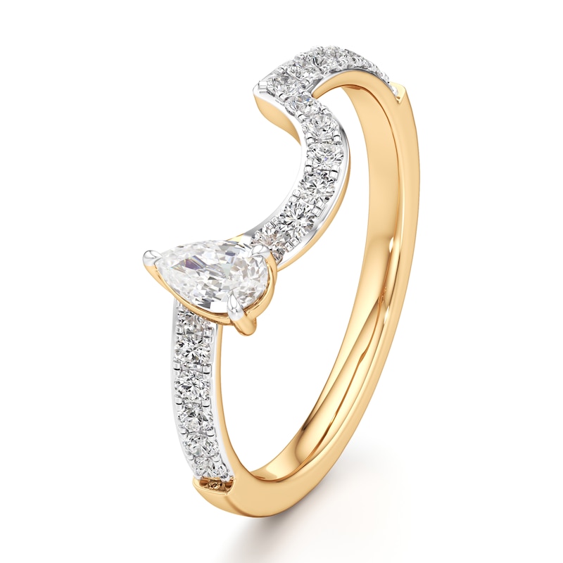 Main Image 4 of J'Lure Pear Step-Cut Lab-Grown Diamond Contour Wedding Band 1/2 ct tw 18K Yellow Gold