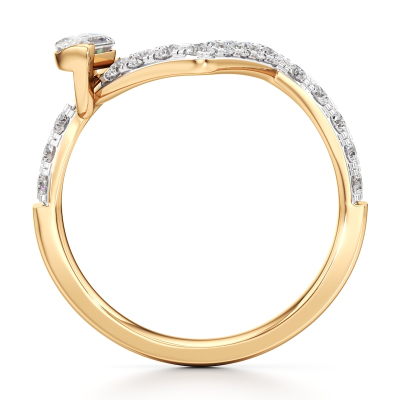 Main Image 2 of J'Lure Leaf Step-Cut Lab-Grown Diamond Contour Wedding Band 3/4 ct tw 18K Yellow Gold