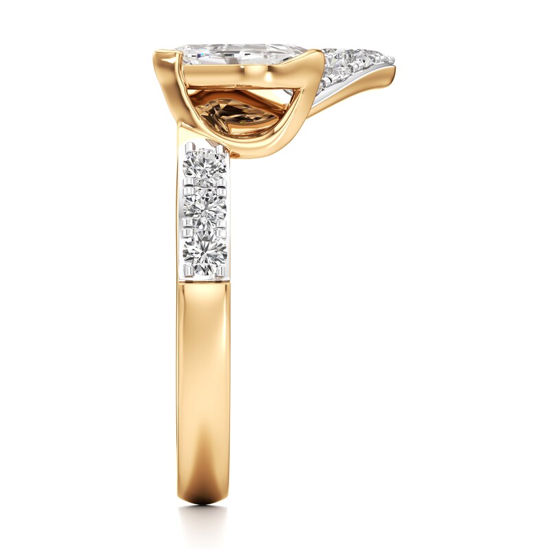 Main Image 3 of J'Lure Leaf Step-Cut Lab-Grown Diamond Contour Wedding Band 3/4 ct tw 18K Yellow Gold