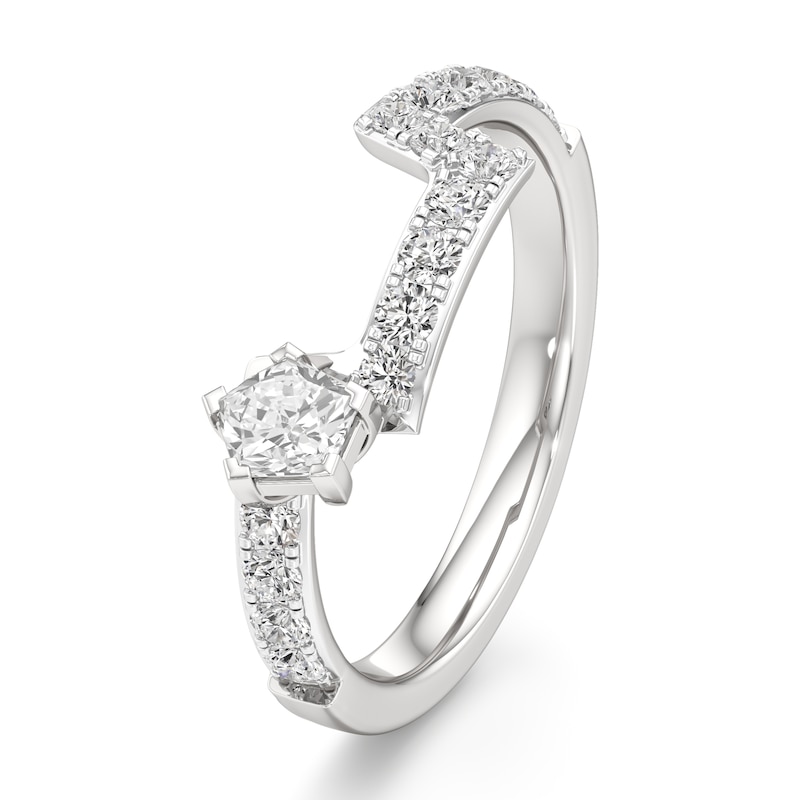 Main Image 4 of J'Lure Pentagon Brilliant-Cut Lab-Grown Diamond Contour Wedding Band 3/4 ct tw 18K White Gold