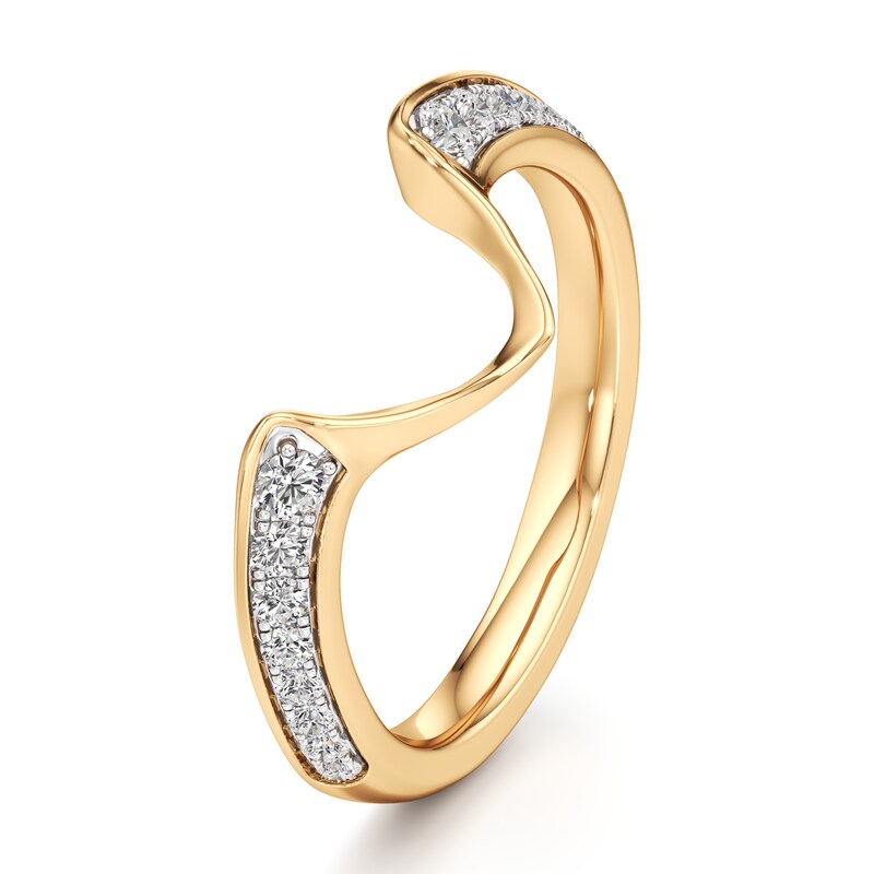 Main Image 4 of J'Lure Lab-Created Diamond Contour Wedding Band 1/5 ct tw 18K Yellow Gold