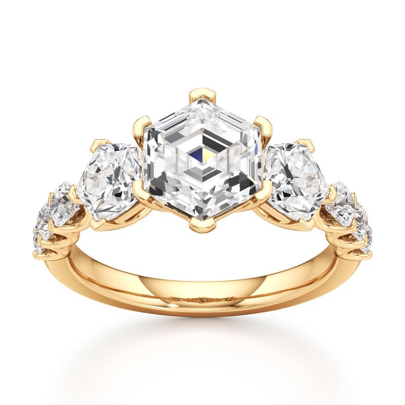 Main Image 1 of J'Lure Hexagon Step-Cut Lab-Grown Diamond Engagement Ring 3-1/2 ct tw 18K Yellow Gold