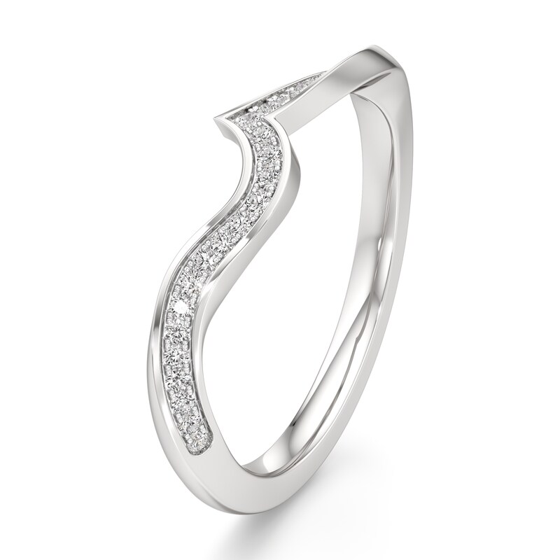 Main Image 4 of J'Lure Lab-Grown Diamond Contour Wedding Band 1/8 ct tw 18K White Gold