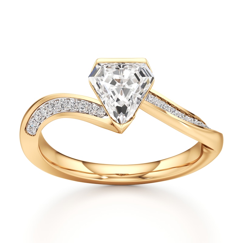 Main Image 1 of J'Lure Shield Step-Cut Lab-Grown Diamond Bypass Engagement Ring 1-1/6 ct tw 18K Yellow Gold
