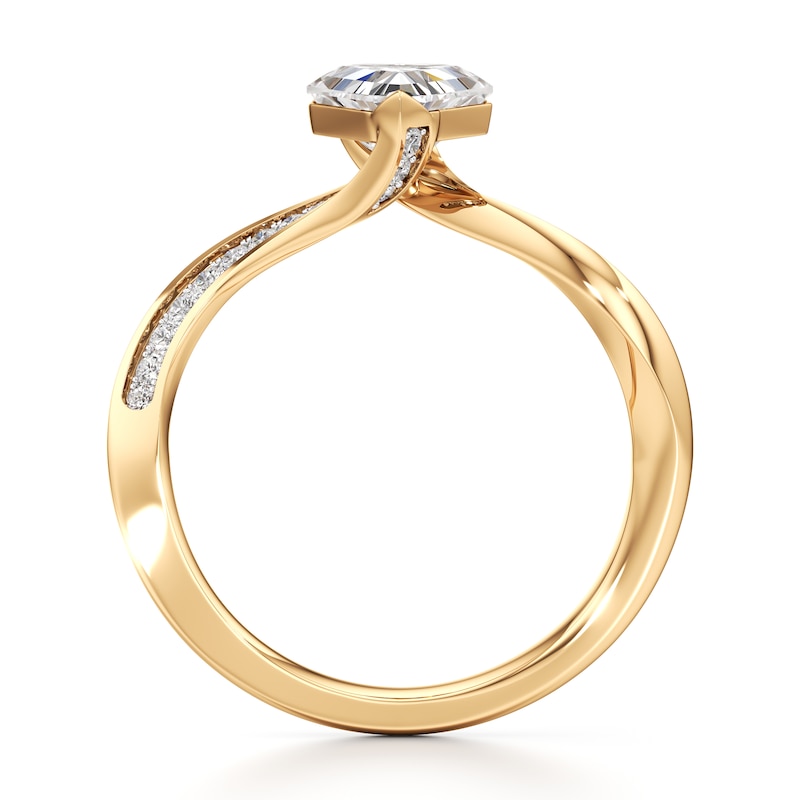 Main Image 2 of J'Lure Shield Step-Cut Lab-Grown Diamond Bypass Engagement Ring 1-1/6 ct tw 18K Yellow Gold