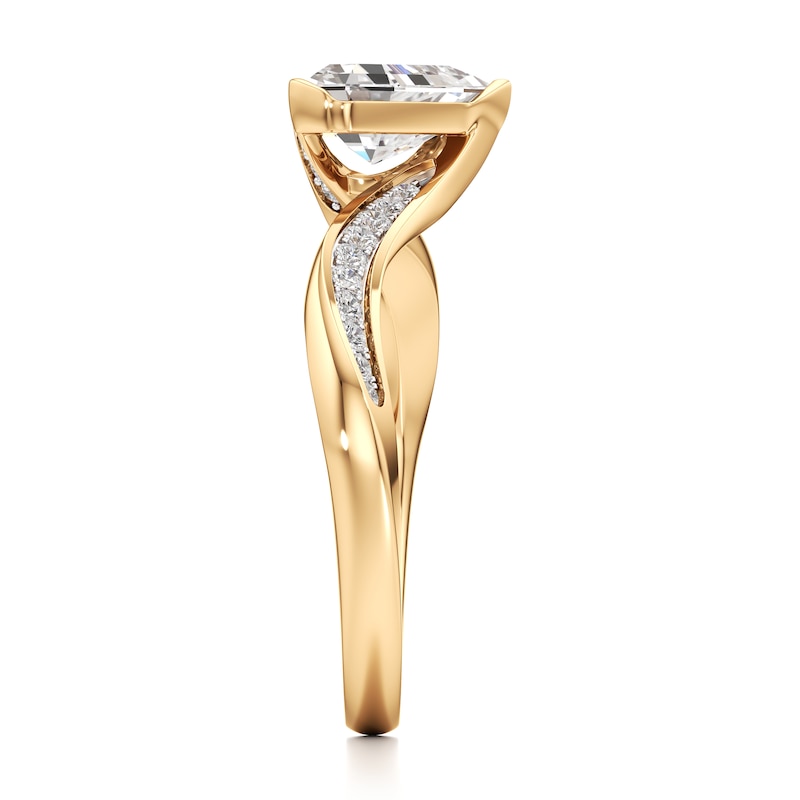 Main Image 3 of J'Lure Shield Step-Cut Lab-Grown Diamond Bypass Engagement Ring 1-1/6 ct tw 18K Yellow Gold