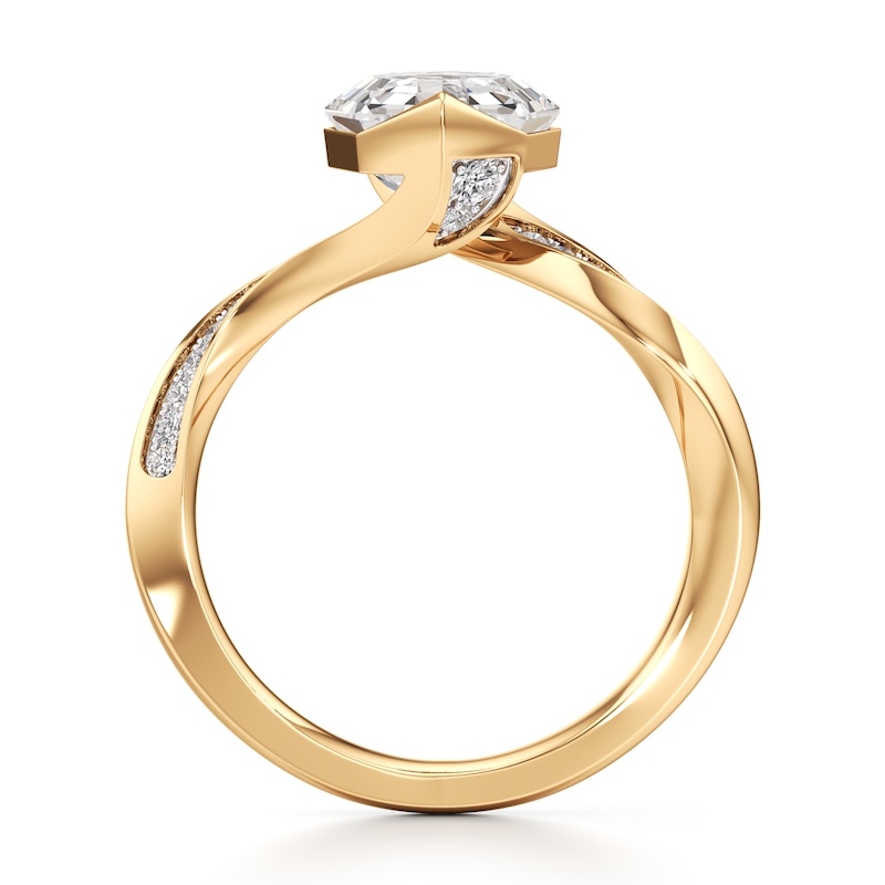 Main Image 2 of J'Lure Octagon Step-Cut Lab-Created Diamond Bypass Engagement Ring 2-1/6 ct tw 18K Yellow Gold