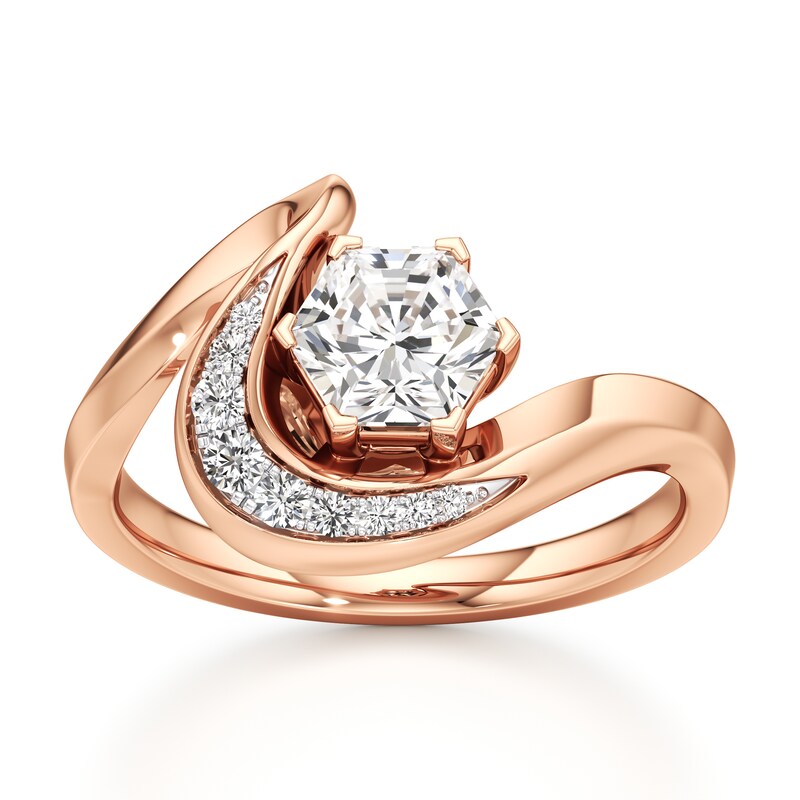 Main Image 1 of J'Lure Hexagon Brilliant-Cut Lab-Grown Diamond Engagement Ring 1 ct tw 18K Rose Gold