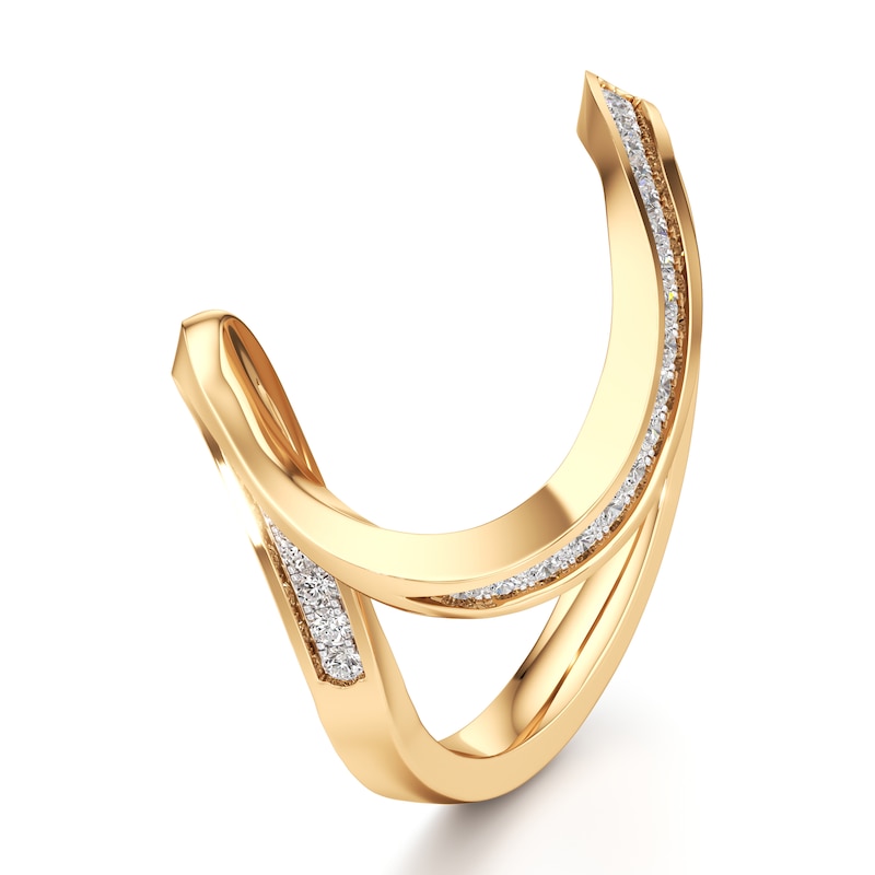 Main Image 4 of J'Lure Lab-Grown Diamond Contour Wedding Band 1/6 ct tw 18K Yellow Gold