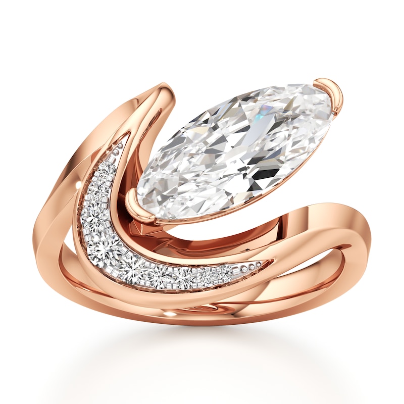 Main Image 1 of J'Lure Moval Old-Cut Lab-Grown Diamond Engagement Ring 3 ct tw 18K Rose Gold