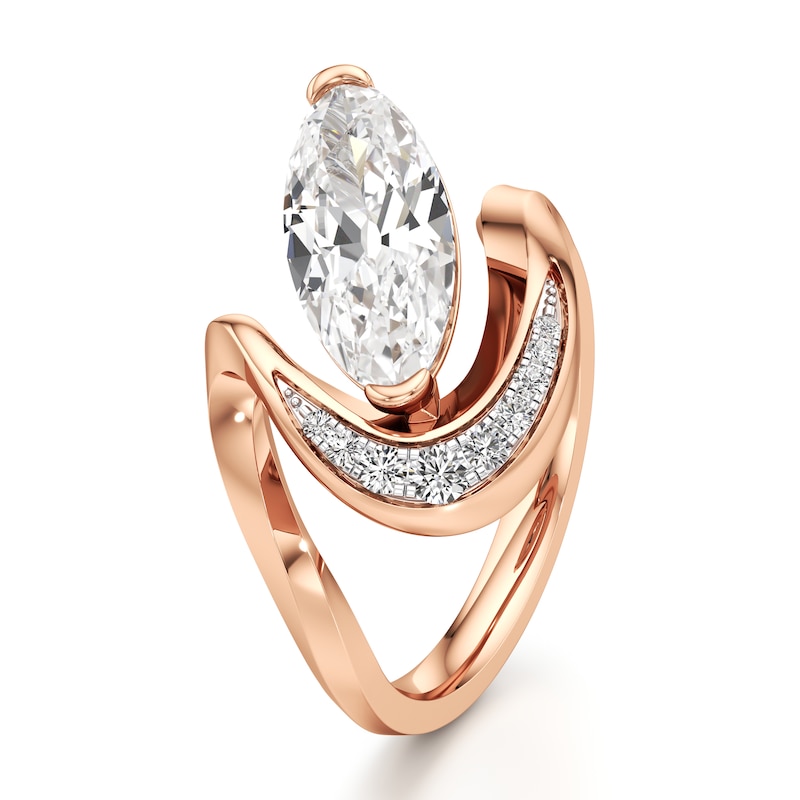 Main Image 4 of J'Lure Moval Old-Cut Lab-Grown Diamond Engagement Ring 3 ct tw 18K Rose Gold