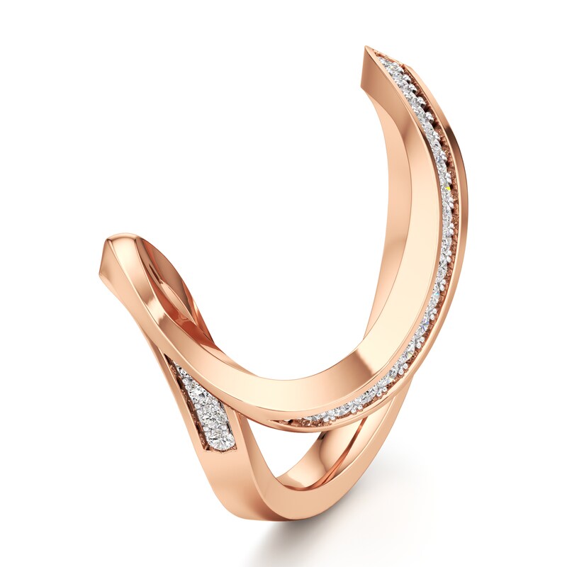 Main Image 4 of J'Lure Lab-Grown Diamond Contour Wedding Band 1/5 ct tw 18K Rose Gold