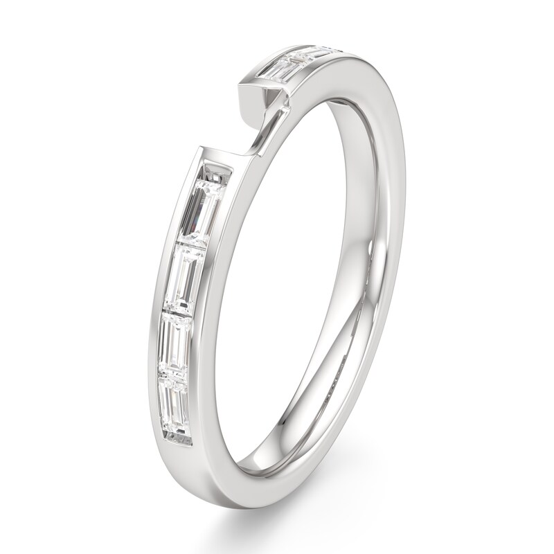 Main Image 4 of J'Lure Baguette-Cut Lab-Grown Diamond Contour Wedding Band 1/3 ct tw 18K White Gold