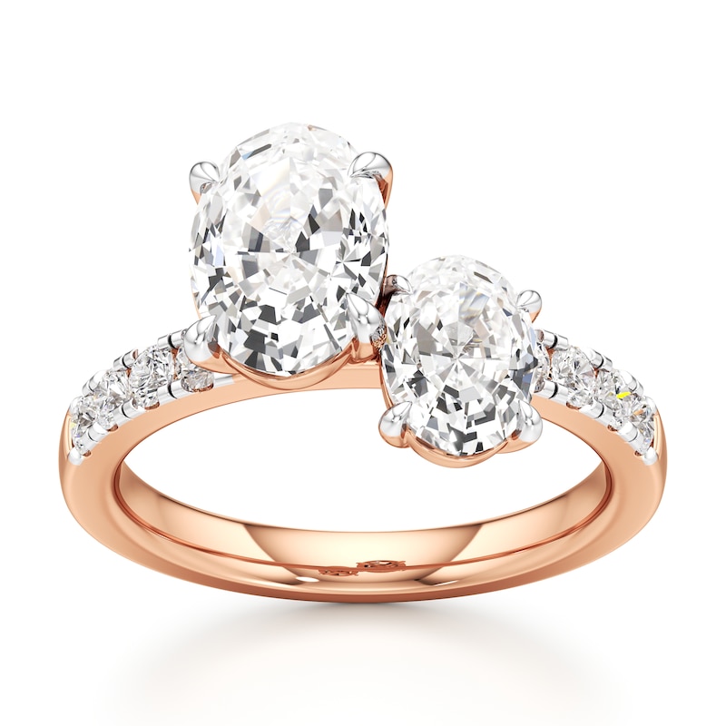 Main Image 1 of J'Lure Oval Step-Cut Two-Stone Lab-Grown Diamond Engagement Ring 3-1/3 ct tw 18K Rose Gold