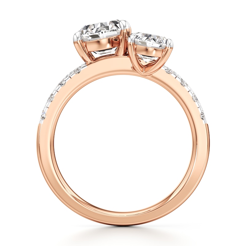 Main Image 2 of J'Lure Oval Step-Cut Two-Stone Lab-Grown Diamond Engagement Ring 3-1/3 ct tw 18K Rose Gold