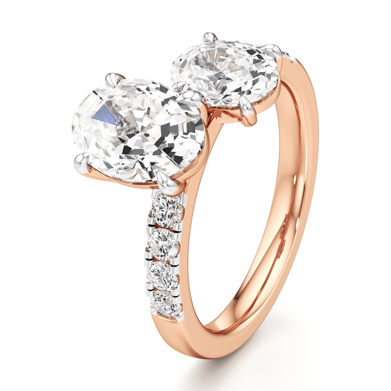 Main Image 4 of J'Lure Oval Step-Cut Two-Stone Lab-Grown Diamond Engagement Ring 3-1/3 ct tw 18K Rose Gold