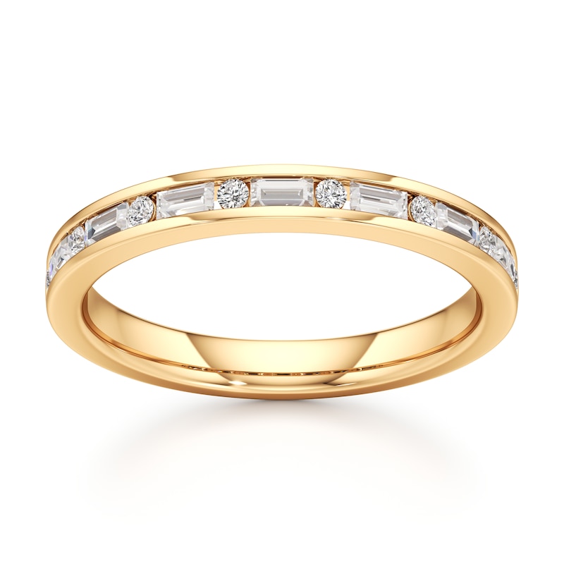 Main Image 1 of J'Lure Baguette & Round-Cut Lab-Grown Diamond Wedding Band 3/8 ct tw 18K Yellow Gold
