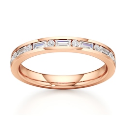 J'Lure Baguette & Round-Cut Lab-Grown Diamond Wedding Band 3/8 ct tw 18K Rose Gold