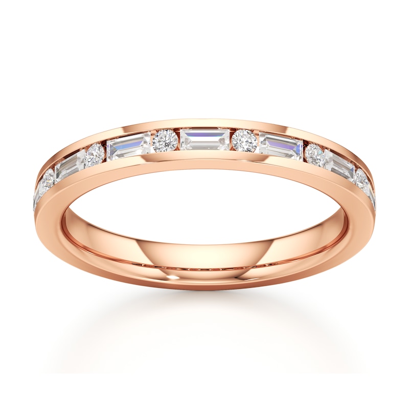 Main Image 1 of J'Lure Baguette & Round-Cut Lab-Grown Diamond Wedding Band 3/8 ct tw 18K Rose Gold