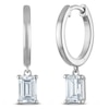 Thumbnail Image 2 of Emerald-Cut Lab-Created Diamond Solitaire Dangle Hoop Earrings 1 ct tw 14K White Gold (SI2/F)