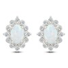 Thumbnail Image 1 of Oval-Cut Lab-Created Opal & White Lab-Created Sapphire Stud Earrings Sterling Silver