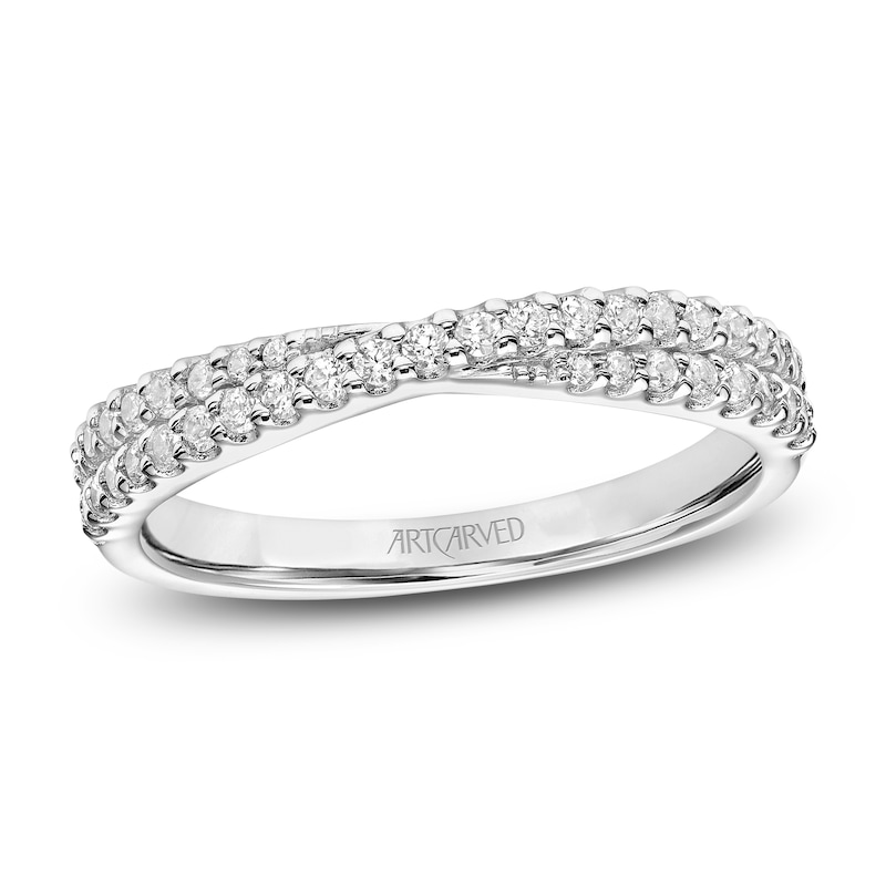 Main Image 1 of ArtCarved Diamond Crossover Anniversary Ring 1/3 ct tw 14K White Gold