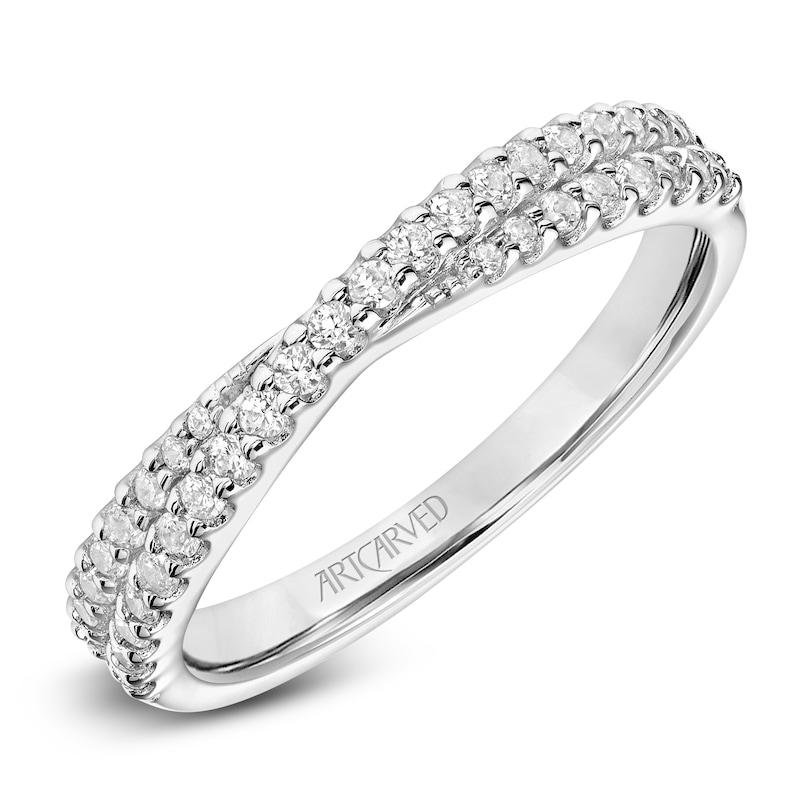 Main Image 2 of ArtCarved Diamond Crossover Anniversary Ring 1/3 ct tw 14K White Gold