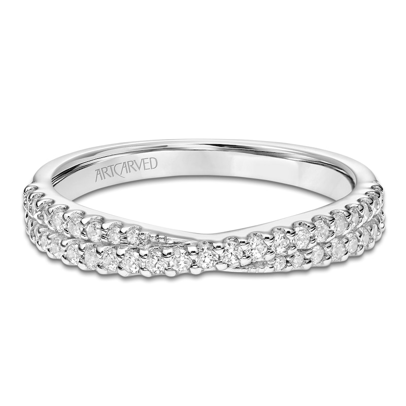 Main Image 3 of ArtCarved Diamond Crossover Anniversary Ring 1/3 ct tw 14K White Gold