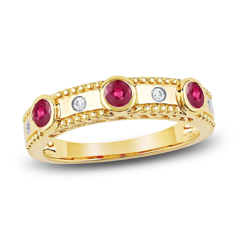 Main Image 1 of Round-Cut Natural Ruby Ring 1/20 ct tw 14K Yellow Gold
