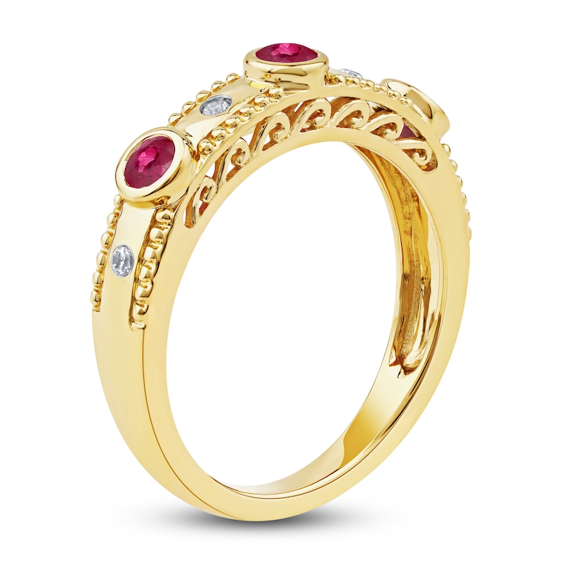 Main Image 2 of Round-Cut Natural Ruby Ring 1/20 ct tw 14K Yellow Gold