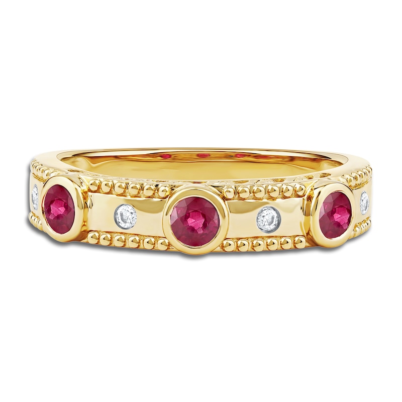 Main Image 3 of Round-Cut Natural Ruby Ring 1/20 ct tw 14K Yellow Gold