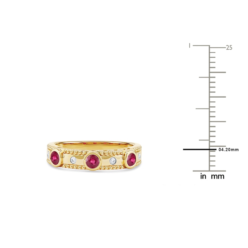Main Image 4 of Round-Cut Natural Ruby Ring 1/20 ct tw 14K Yellow Gold