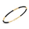 Thumbnail Image 2 of Italia D'Oro Natural Black Onyx Bead Bangle Bracelet 14K Yellow Gold 7"