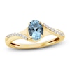 Thumbnail Image 1 of Oval-Cut Natural Aquamarine & Diamond Ring 1/10 ct tw 10K Yellow Gold