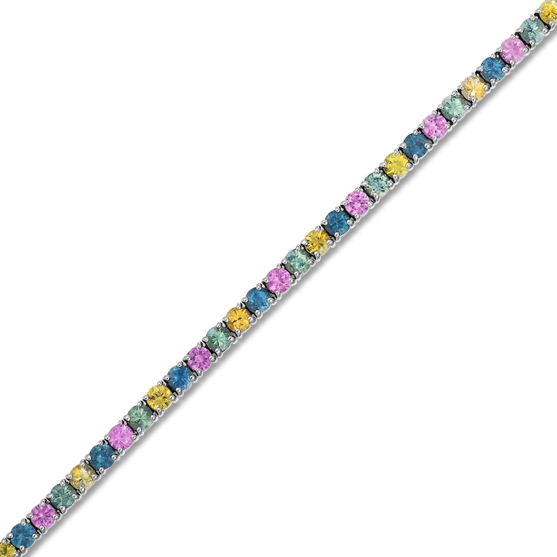 Main Image 2 of Le Vian Natural Montana Sapphire, Pink Sapphire & Yellow Sapphire Bracelet 14K Vanilla Gold 7.25"