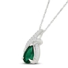 Thumbnail Image 2 of Pear-Shaped Lab-Created Emerald & White Lab-Created Sapphire Necklace Sterling Silver 18"