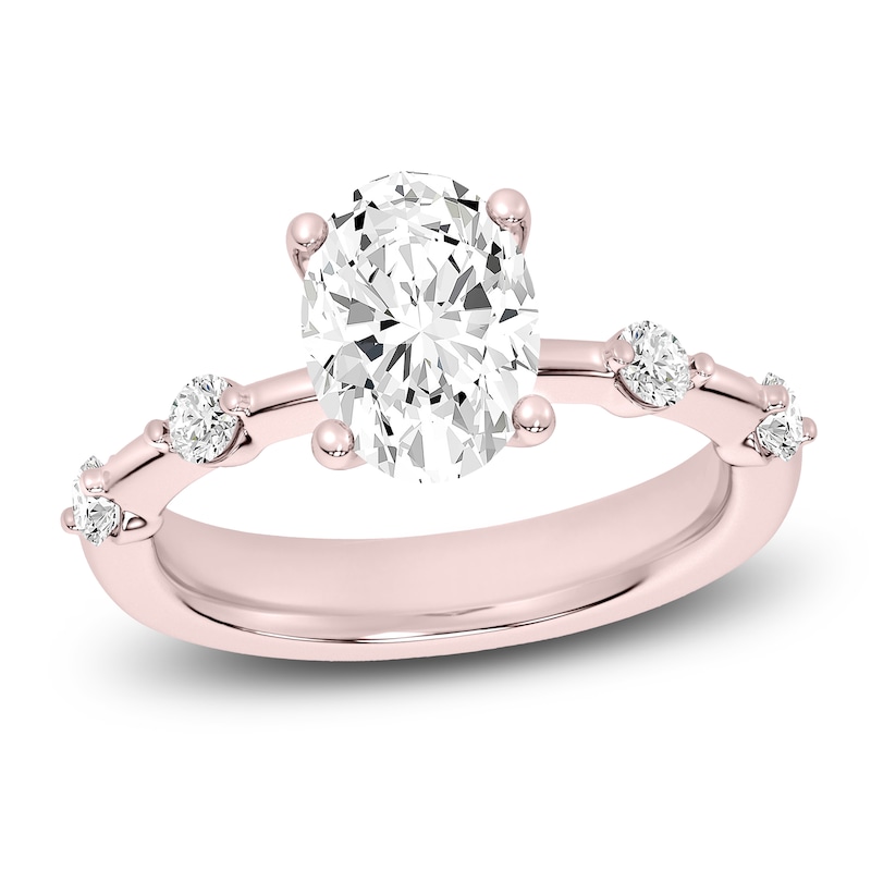 Main Image 1 of Oval-Cut Lab-Grown Diamond Engagement Ring 2-1/4 ct tw 14K Rose Gold