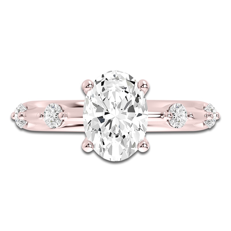 Main Image 3 of Oval-Cut Lab-Grown Diamond Engagement Ring 2-1/4 ct tw 14K Rose Gold