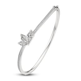 J'Lure Kite Step-Cut Lab-Grown Diamond Three-Stone Bangle Bracelet 2-1/3 ct tw 14K White Gold