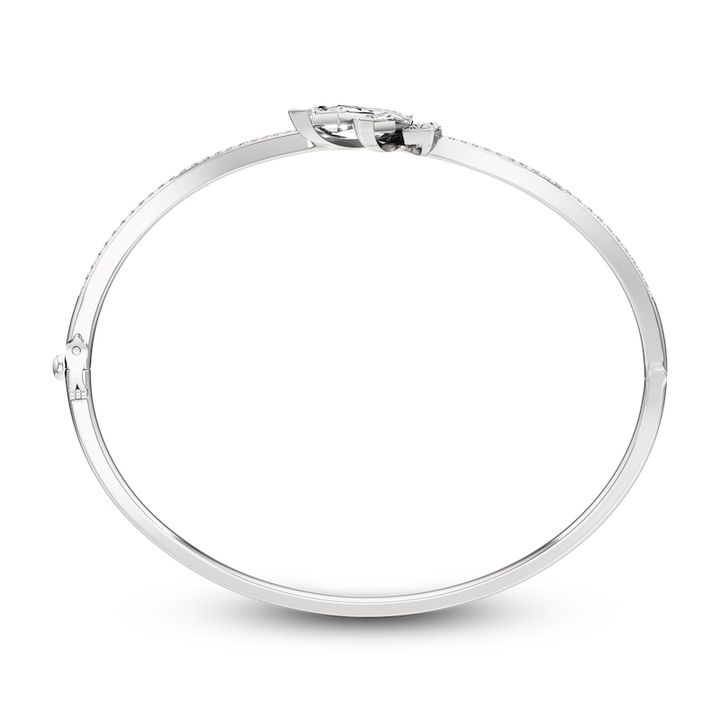 Main Image 2 of J'Lure Kite Step-Cut Lab-Grown Diamond Three-Stone Bangle Bracelet 2-1/3 ct tw 14K White Gold