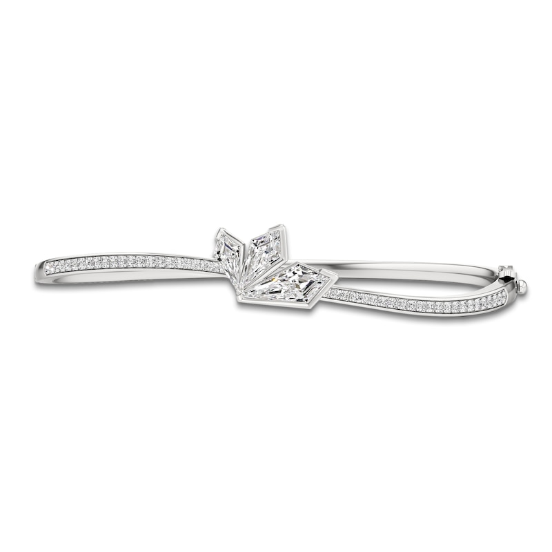 Main Image 3 of J'Lure Kite Step-Cut Lab-Grown Diamond Three-Stone Bangle Bracelet 2-1/3 ct tw 14K White Gold