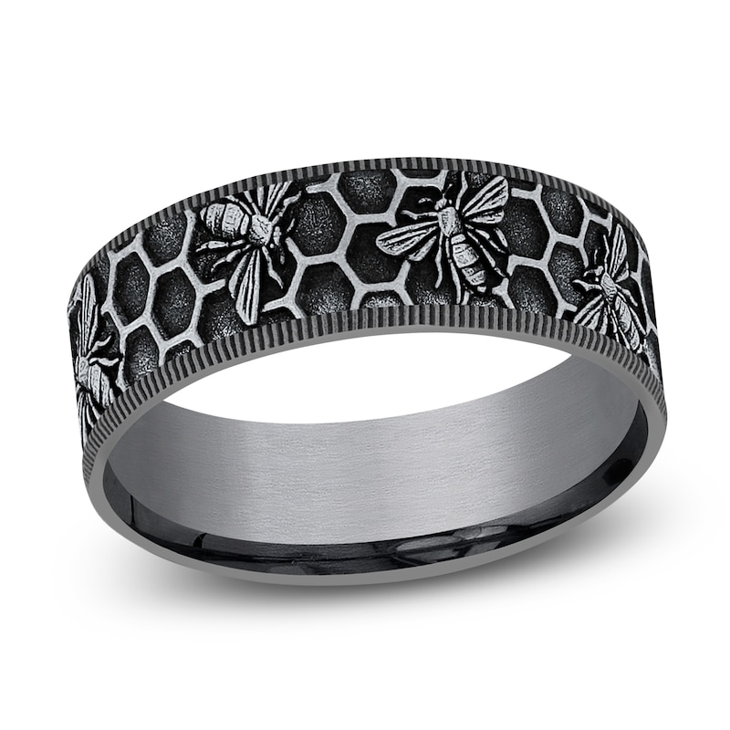Main Image 1 of Men's Bee Comfort-Fit Wedding Band Tantalum & 14K White Gold 7.5mm